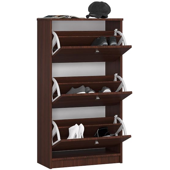 Cipőtartó 3 billenő ajtóval 60 cm - wenge