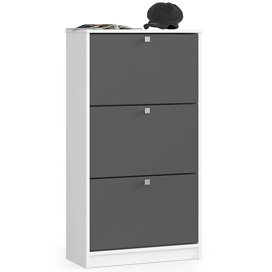 Cipőtartó 3 lenyíló ajtóval 60 cm - fehér-grafit szürke