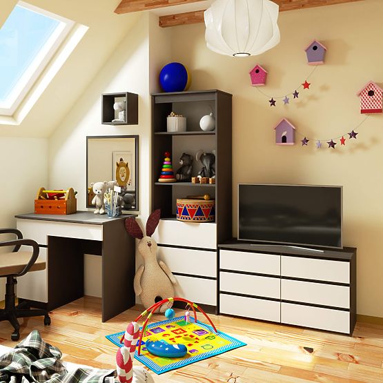 CL100 6SZ KOMÓD SZÜRKE / FEHÉR