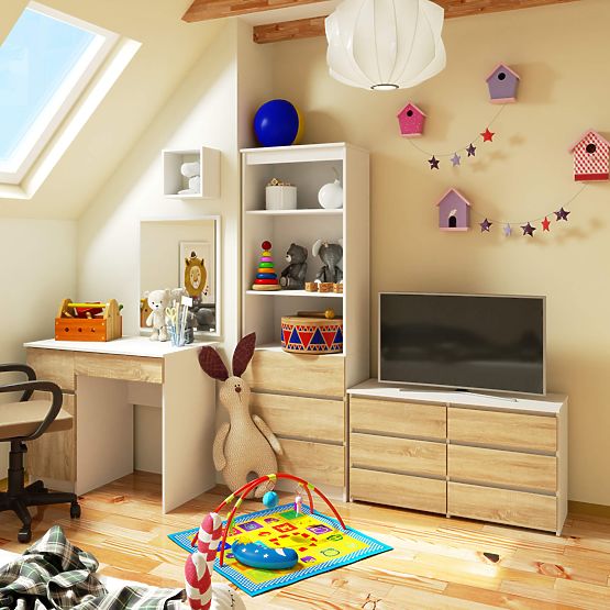 CL100 6SZ PK FEHÉR / SONOMA TÖLGY KOMÓD