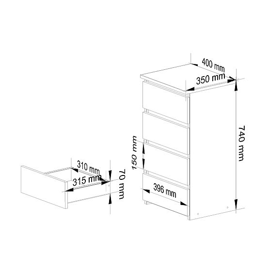 CL4 PK KOMÓD GRAFIT SZÜRKE / FEHÉR