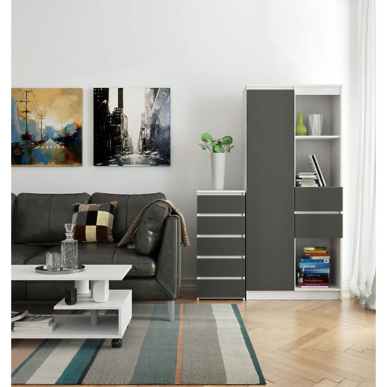 CL5 PK FEHÉR / SZÜRKE KOMÓD