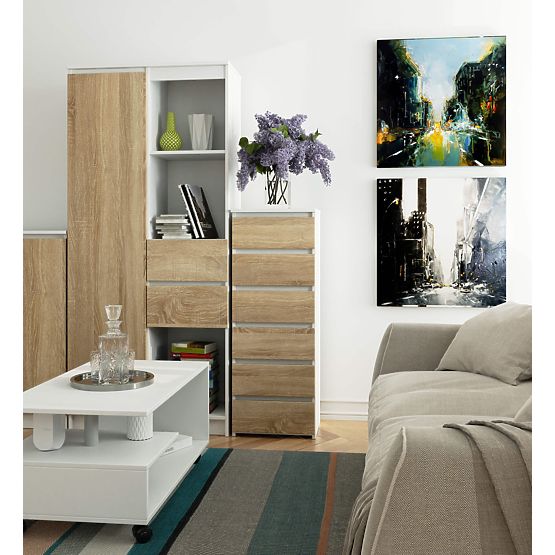 CL6 PK FEHÉR / SONOMA TÖLGY KOMÓD