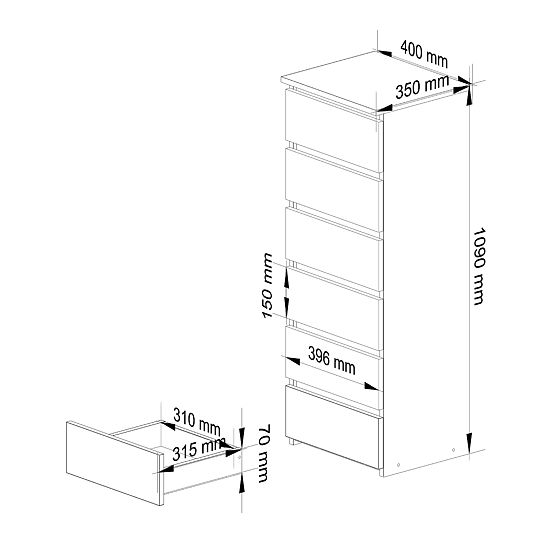 CL6 PK KOMÓD ARTISAN TÖLGY / FEHÉR