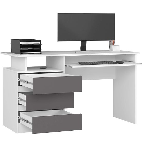 CLP ÍRÓASZTAL 135cm PK FEHÉR / SZÜRKE