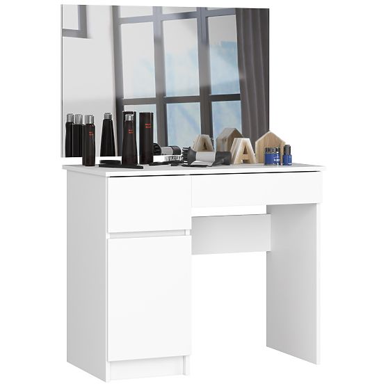 CLP P-2/SL 900x600 BAL OLDALI FEHÉR sminkasztal tükörrel