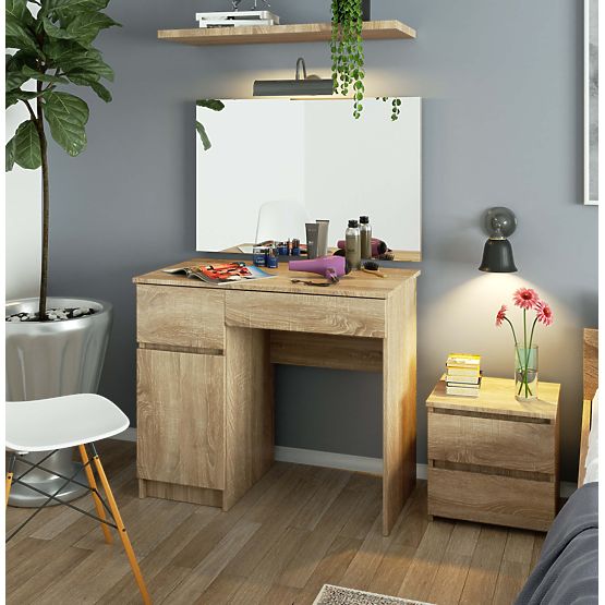 CLP P-2/SL 900x600 BAL OLDALI SONOMA TÖLGY FÉSÜLKÖDŐASZTAL TÜKÖRREL