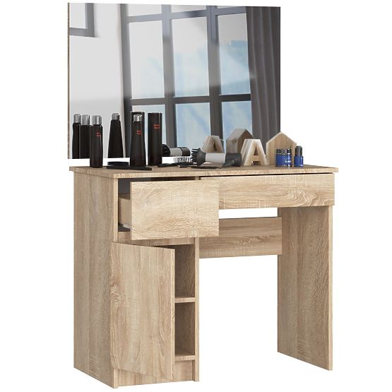 CLP P-2/SL 900x600 BAL OLDALI SONOMA TÖLGY FÉSÜLKÖDŐASZTAL TÜKÖRREL