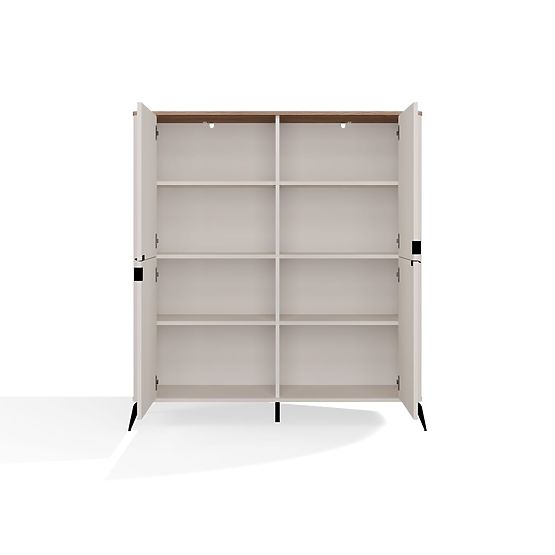 CORDOBA 4D Komódia Kašmír Bézs Castello Tölgy Szekrény 4 Ajtó 8 Polc Nappali