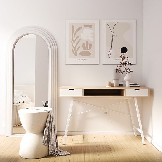 Dekoratív függő tükör Giovanni 170x80 cm, fehér, lekerekített