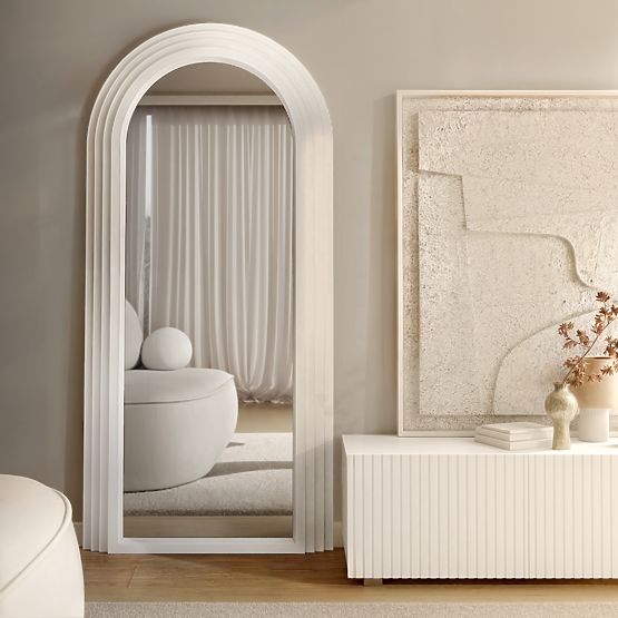 Dekoratív függő tükör Giovanni 170x80 cm, fehér, lekerekített