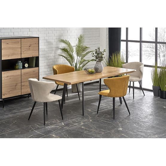 DICKSON 2 kihúzható asztal 150-210/90 cm, asztallap - természetes, lábak - fekete (2p=1db)