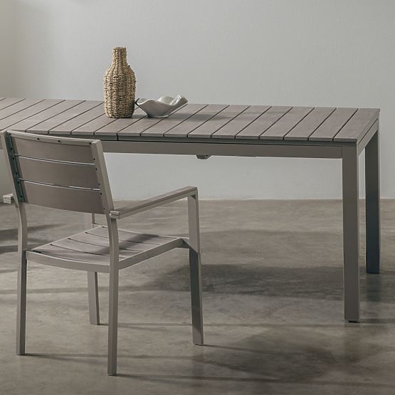 Drillo kerti szék alumínium, bézs-szürke, polywood