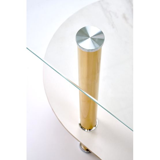 DUCAT konferencia asztal, fehér márvány / átlátszó / arany (2p=1db)