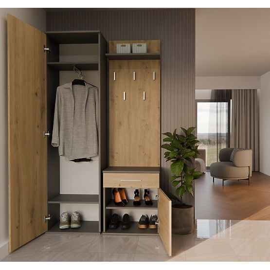 DUO ANTRACIT ARTISAN ruhásszekrény