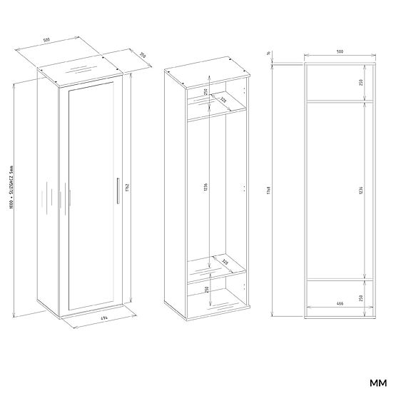 DUO ANTRACIT TÖLGY ARTISAN SZEKRÉNY