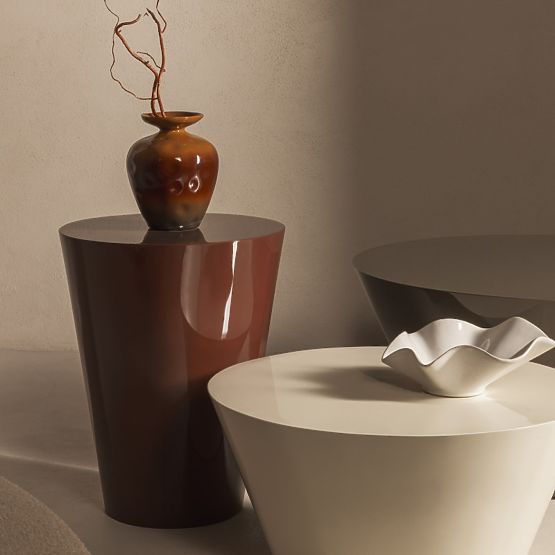 Eclipso dohányzóasztal, 60 cm, krémfehér, fényes