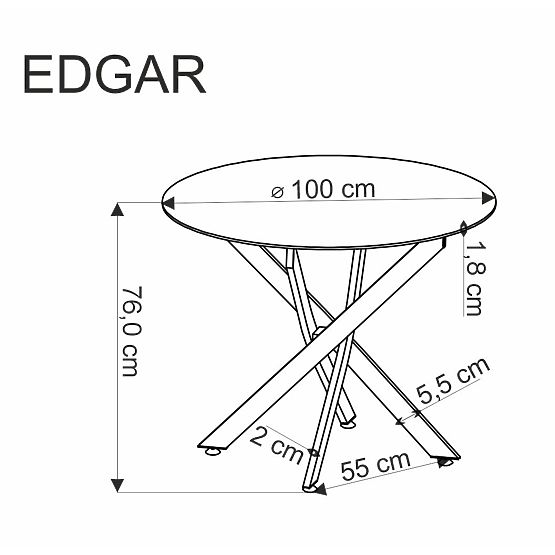 EDGAR asztal, lap - arany tölgy, lábak - fekete (2p=1ks)