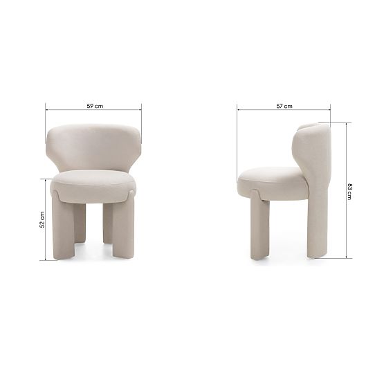 Elaine kárpitozott szék krémszínű, boucle, lekerekített formák