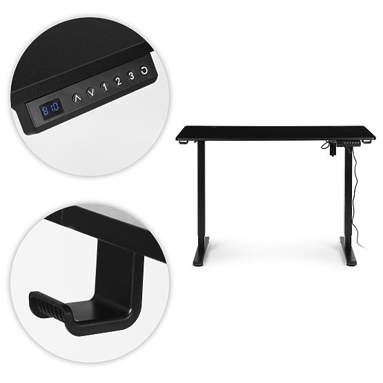 Elektromos állítható asztal 120x60 cm, magasságállítható 72-117 cm, fekete, ModernHome