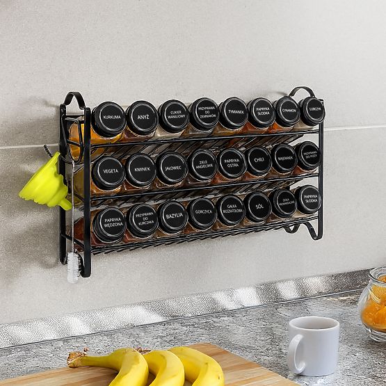 ENELDO fűszertartó állvány 24 üveggel + 72 címkével