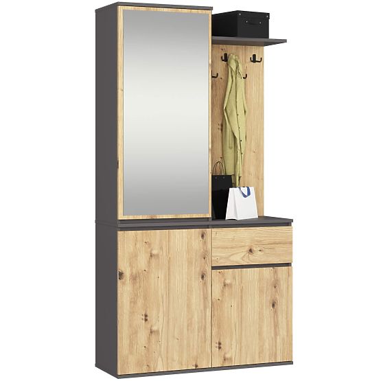 ENTRO ELŐSZOBA SZETT PK GRAFIT SZÜRKE / ARTISAN TÖLGY