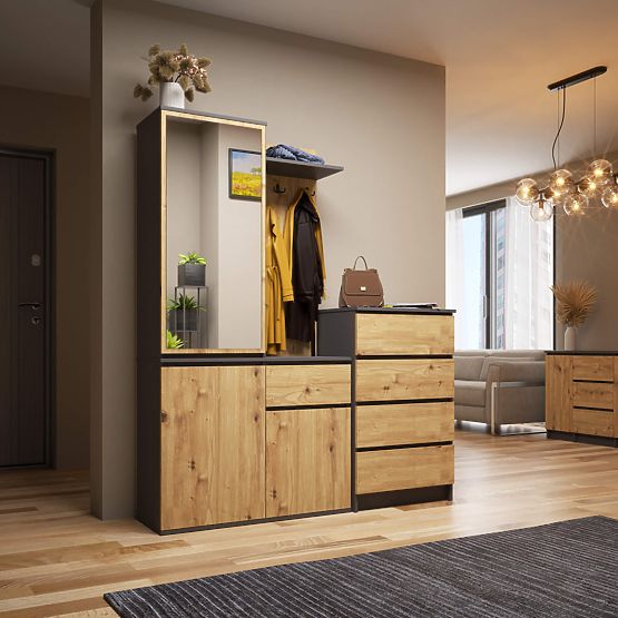 ENTRO ELŐSZOBA SZETT PK GRAFIT SZÜRKE / ARTISAN TÖLGY