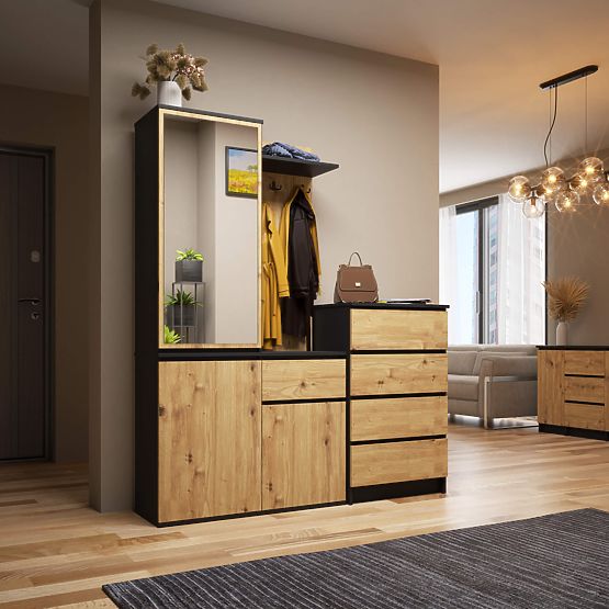 ENTRO PK ELŐSZOBABÚTOR SZETT FEKETE / ARTISAN TÖLGY