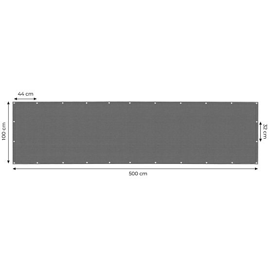 Erkély árnyékoló szerelvényekkel 100x500 cm árnyékoló háló + szerelési elemek szürke MultiGarden