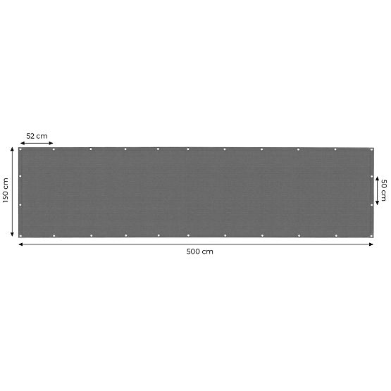Erkély árnyékoló szerelvényekkel 150x500 cm árnyékoló háló + telepítő elemek szürke MultiGarden