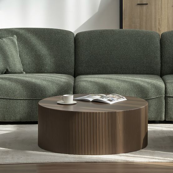 Ermanno dohányzóasztal, 90 cm, mokka, bordázott