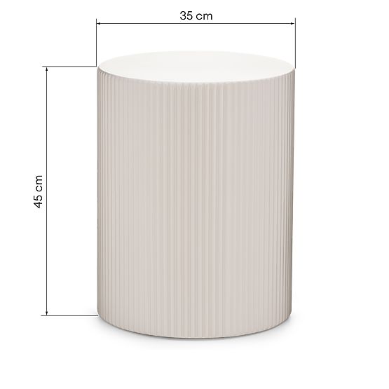 Ermanno oldalsó asztal, 35 cm, szürke-bézs, bordázott