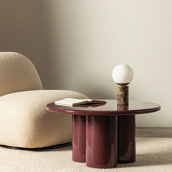 Everett dohányzóasztal 80 cm, burgundi, fényes