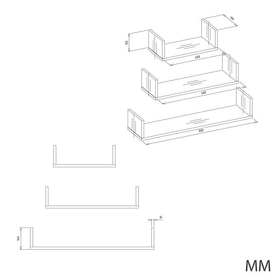 Fali Függőpolc MOBI 3P FEHÉR