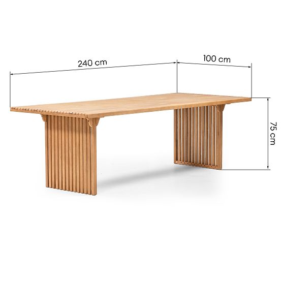 Familis ll kerti asztal, 240 cm, teak megjelenés, FSC eukaliptusz fa
