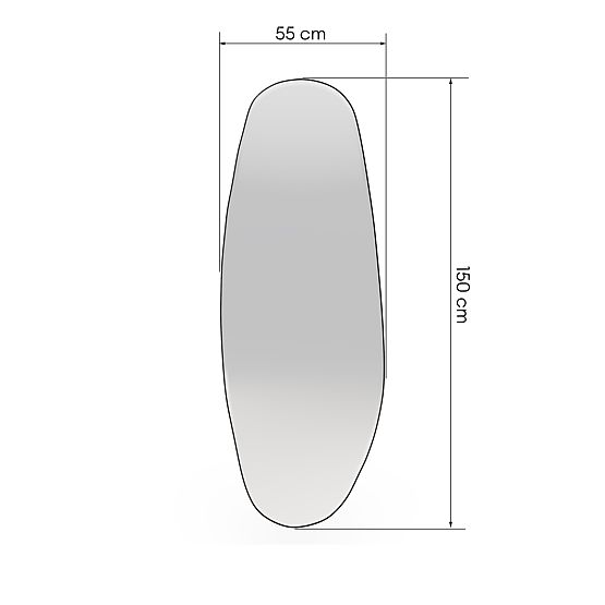 Fekete keretes függő tükör Frivatti, 55x150 cm, szabálytalan alak