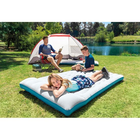 Felfújható kétszemélyes kemping matrac 193x127x17 cm ágy háttámlával INTEX 67999