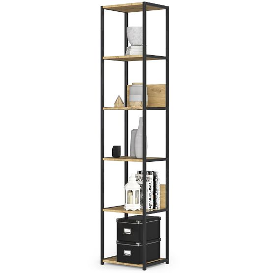 Fém loft polc 40 cm - fekete-tölgy artisan - 6 polc