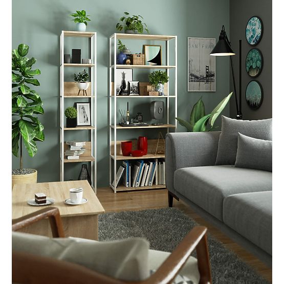 FÉM LOFT POLC 400 FEHÉR/SONOMA TÖLGY