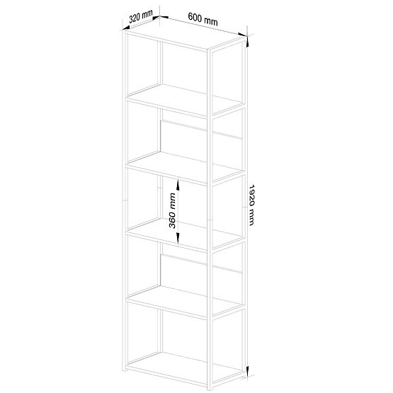 FÉM LOFT POLC 600 FEKETE/FEKETE