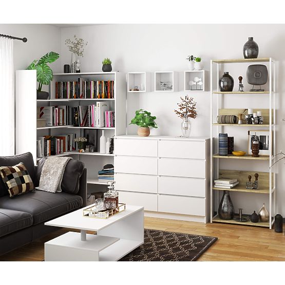 FÉM LOFT POLC 700 FEHÉR/TÖLGY ARTISAN