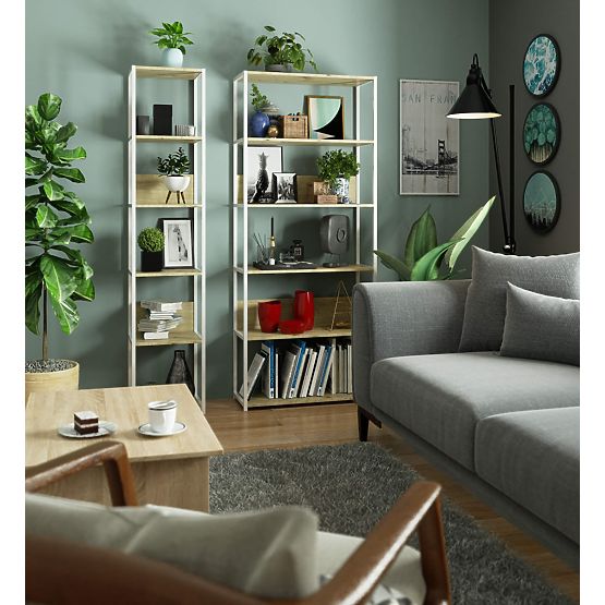 FÉM LOFT POLC 800 FEHÉR/TÖLGY ARTISAN
