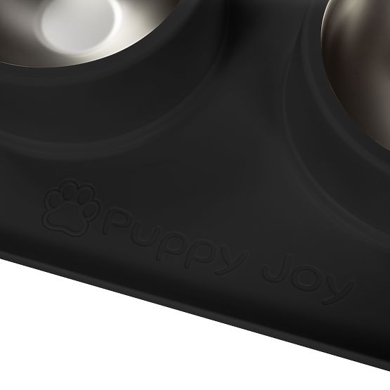 Fém Tál Kutya vagy Macska Számára Csúszásmentes Alátéttel Fekete PJ-086