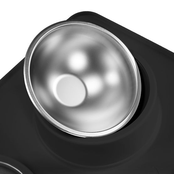 Fém Tál Kutya vagy Macska Számára Csúszásmentes Alátéttel Fekete PJ-086