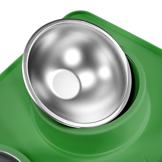 Fém Tál Kutya vagy Macska Számára Csúszásmentes Alátéttel Zöld PJ-087
