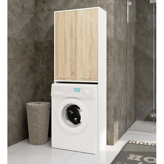 FIN 180 MOSDÓ OSZLOP MOSÓGÉPHEZ TELJES 2D - FEHÉR / SONOMA TÖLGY