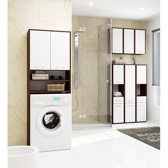 FIN FÜRDŐSZOBA SZEKRÉNY MOSÓGÉP FÖLÉ WENGE / FEHÉR