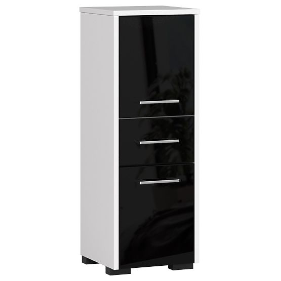 FIN FÜRDŐSZOBA SZEKRÉNY OSZLOP 30 2D 1SZ 85cm FEKETE FÉNYES