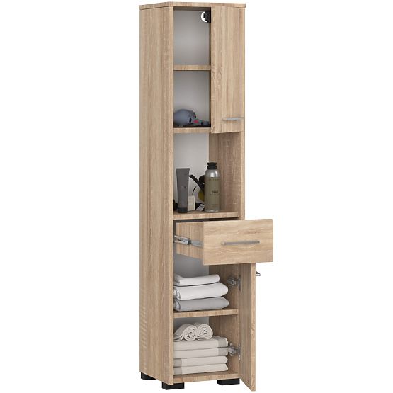FIN FÜRDŐSZOBAI OSZLOP POLC 30 2D 1SZ 1W 140cm SONOMA TÖLGY