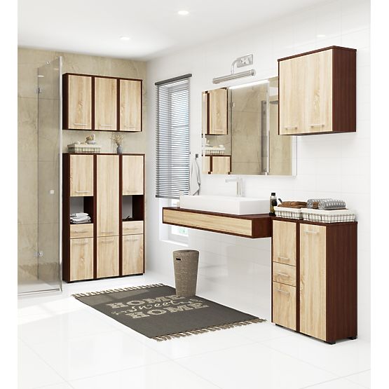 FIN FÜRDŐSZOBAI POLC 30 2D 140cm WENGE / SONOMA